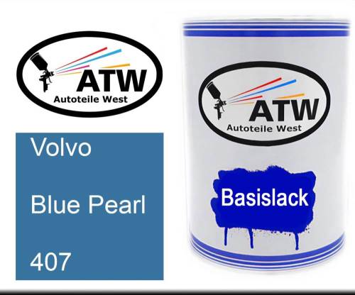 Volvo, Blue Pearl, 407: 500ml Lackdose, von ATW Autoteile West.